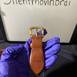 Vintage Coach Tan Navy Blue Coach Belt with Gold Buckle